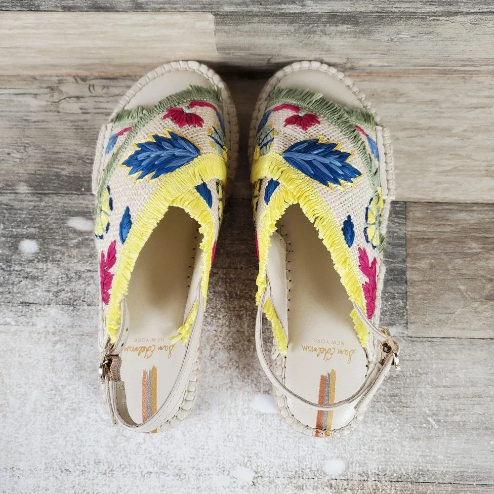 Sam Edelman Kayden Kid Slingback Sandals Girls Sz 3 Floral Embroidered